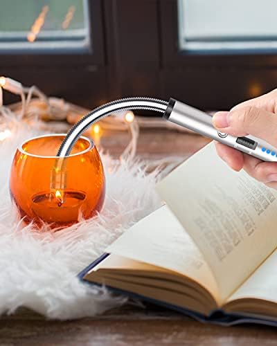 VEHHE USB Lighter, Rechargeable Arc Candle Lighter with LED Battery Display Flexible Neck Lighters Long for Grill Candles Gas Stoves Camping Barbecue