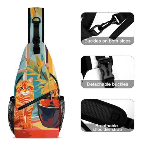 Bolso cruzado casual para pecho y hombro con diseño de gato miniatura 3