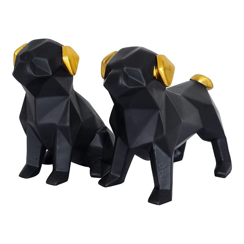 Paire de chiens noirs Mignon Western Eiderdown déco en polystone - 5