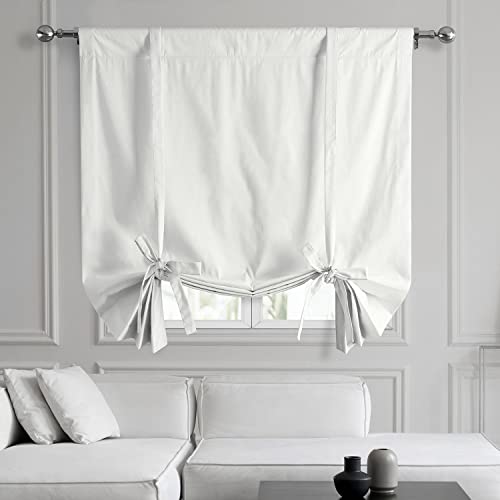 Hpd Half Price Drapes Solid Cotton Room Darkening Tie Up Curtains For Windows Roll Up Balloon Curtain For Living Room, Kitchen 46 X 63 (1 Panel), Prct-Tubo09B-63, Whisper White #TOP14
