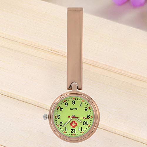 Preisvergleich Produktbild Cxypeng Taschenuhr für Krankenschwestern,Leuchtende wasserdichte Krankenschwestertisch hängende Uhr medizinische Brust Uhr Quarz Taschenuhr-Deep Rose Gold A,Ansteckuhr Krankenschwesteruhr