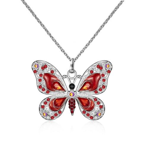 IS4U Vintage Multicolor Butterfly Necklace Bohemian Multicolor Enamel Butterfly Necklace
