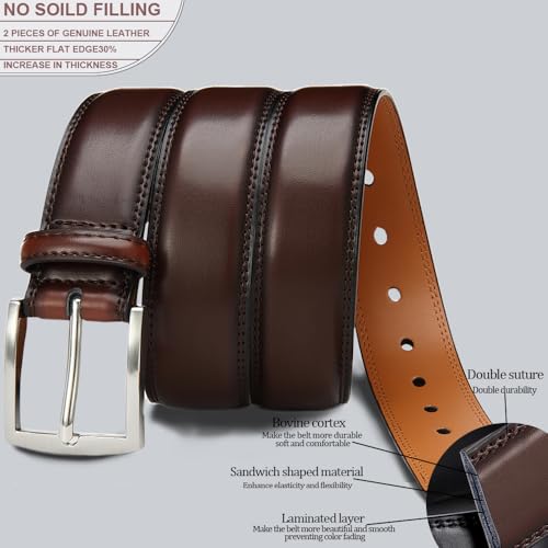 Image of DOOPAI Mens Dress Belt - Genuine Leather Dress Belts For Men,Casual Suit Jeans Belt-Single Prong Buckle black belt