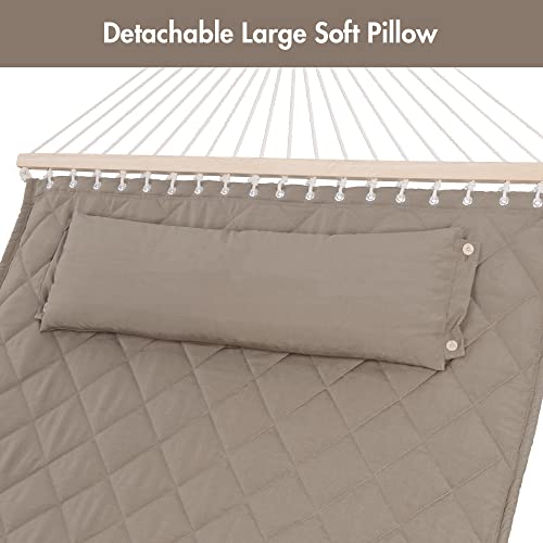 ANOW Double Hammock with Spreader Bars and Detachable Pillow, Light Brown by ANOW - Used condition - Image 8