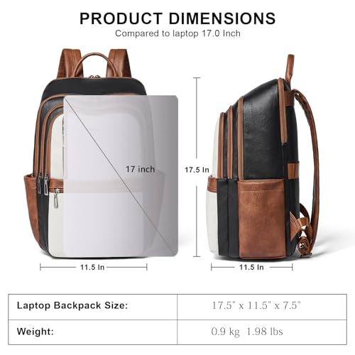 Image of Shrrie Leather 17 inch Laptop Backpack for Women, Large Travel Backpack Purse for Casual Daypack College Work Bag