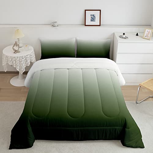 Feelyou Ombre Comforter Set Ombre Effects Bedding Set Kids Girls Boys Gradient Ink Green Comforter Decor Bedroom Collection 2Pcs Twin Size