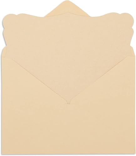 Miniatura 8 de Paper Junkie Tarjetas y sobres festoneados en blanco, 5 x 7 pulgadas, papel kraft marrón, paquete de 50 tarjetas rústicas imprimibles e invitaciones