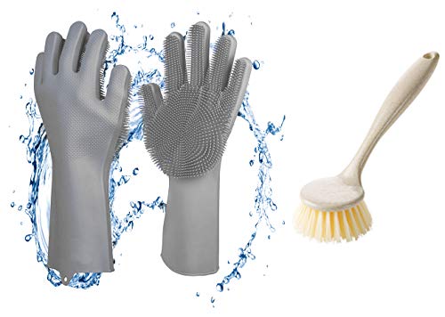 AmazinWads Dishwasher Gloves with Wash Scrubber and Washing Dish Brush, Dish Cleaner, Reusable