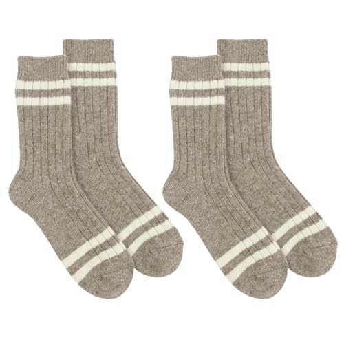 Image of 92% Merino Wool Socks Rib-Knit Home Natural, Made in Mongolia