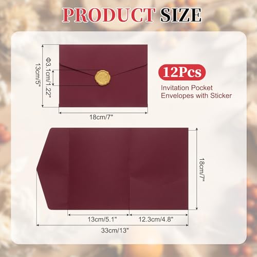 Sobres de bolsillo 5x7 rojo QUARKZMAN triples con lacre para evitar invitaciones dañadas 2