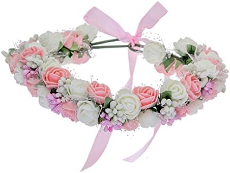 HTYhuahuan Girls Flower Crown Wreath Wedding Bridal Hair Accessories Double Foam Rose Floral Headband