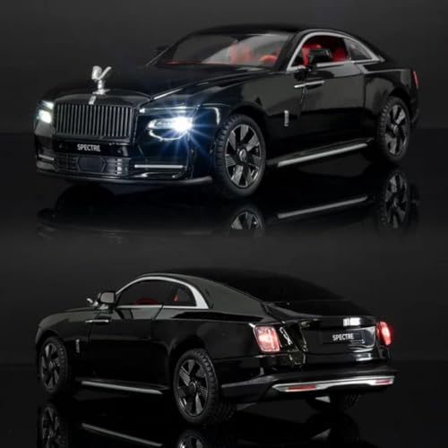 Image of 1:24 Rolls-Royce Spectre Diecast Metal Pull Back Car with 6 Openable Doors with Sound and Light Toy Decoration car Best Gift Toys for Kids (1.24 Rolls Royce Spectre - Black)