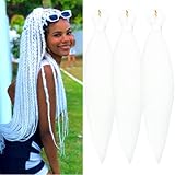 Braiding Hair Pre stretched White Braids Kanekalon Human Braiding Hair Extensions Prestretched Box Braids Braiding Hair 26 inch 3 Packs