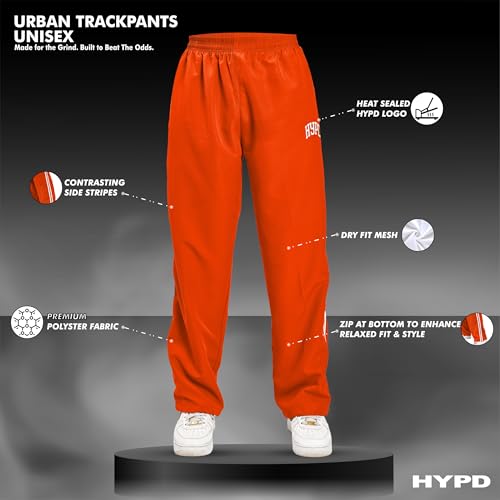 Image of HYPD Urban Track Pants for Men | Dry Fit Mesh Gym Wear | Zippered Bottom, Back Pocket | Relaxed Fit Joggers for Sports, Workout, Running & Casual Wear