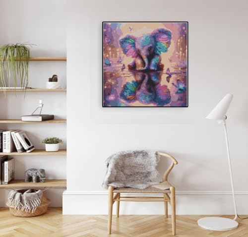 Image of Elephant Stamped Cross Stitch Kits for Adults Beginner, Easy Counted Cross Stitch Kits Printed Butterfly Stitching Patterns Dimensions,Cute Needlepoint Art Crafts Embroidery Kits for Home Decor