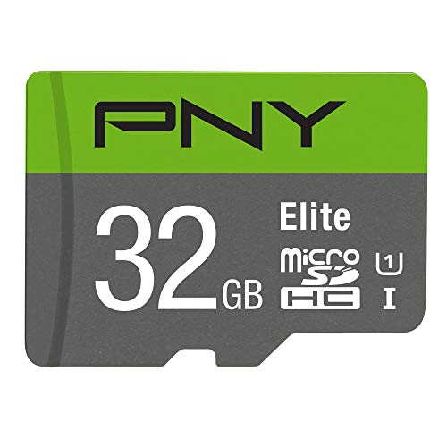 PNY Elite 32GB microSDHC-Speicherkarte + SD-Adapter, 100MB/s Lesegeschwindigkeit, Klasse 10 UHS-I, U1 für Full-HD-Video