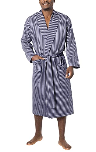 PajamaGram Mens Summer Robe with Pockets - Men Lightweight 100% Cotton Robe House Coat for Men, Men's Bathrobe