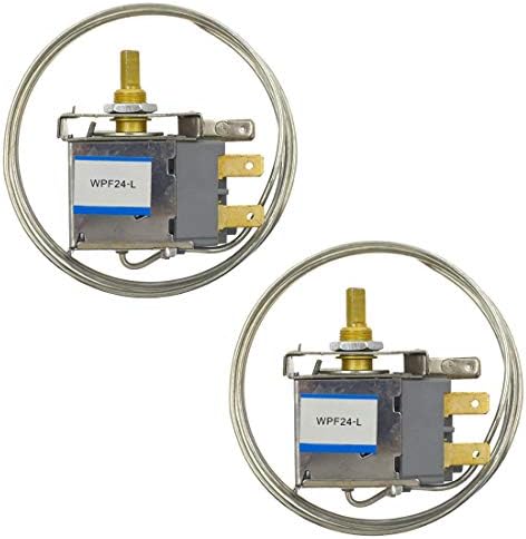 Eilumduo 2Pcs Universal Fridge Freezer Refrigerator Thermostat WPF24-L Temperature Control 250V/5(4) A 125V/8(6) A - (Type: 2Pin/Fixed in The Middle)