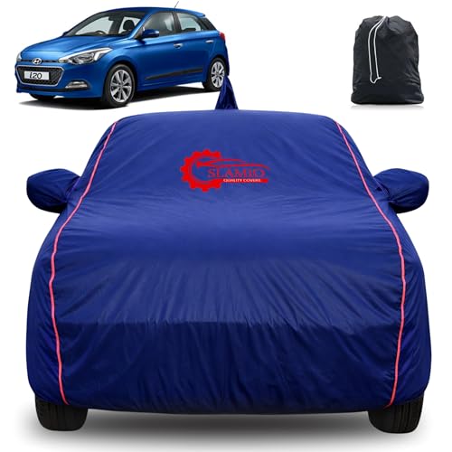 Image of 100% Waterproof Car Cover for Hyundai's i20 2014-2017 | All-Weather, Dustproof & UV Protection | Heavy-Duty 3-Layer Fabric | Custom Fit with Mirror & Antenna Pocket | Navy Blue