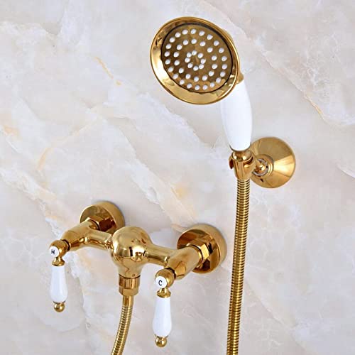 Robinet mitigeur en laiton poli or luxe pour douche de salle de bains rétro