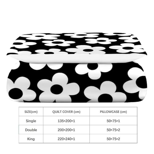 Housse de couette 135x200cm fleur de chrysanthème blanc parure lit microfbre - 4