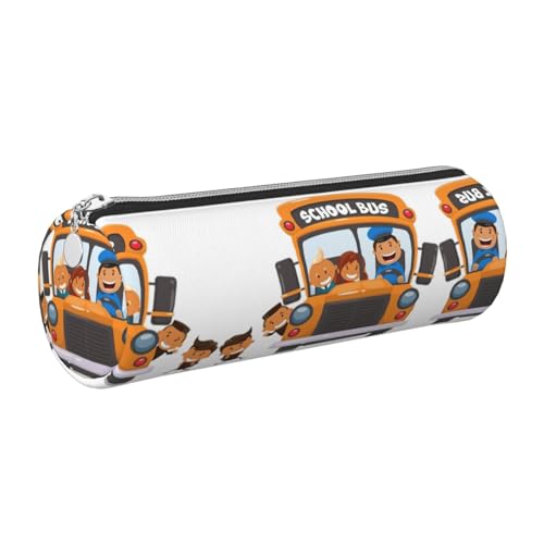 FLGHJNBJN Estuche de piel con diseño de autobús escolar, respetuoso con el medio ambiente, cierre suave, soporte cilíndrico de gran capacidad, Silver, Talla única, Tarjetero