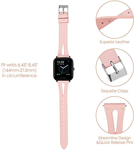 Correa de cuero para reloj Popglory P22 40mm rosa miniatura 4
