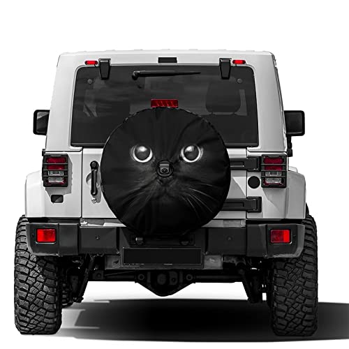 Foruidea Cat in The Dark Spare Tire Cover with Backup Camera Hole Wheel Tire Cover Fit Trailer, RV, SUV and Many Vehicle 17inch