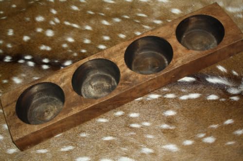 Vintage 4 Hole Wooden Sugar Mold Wood Candle Holder Primitive