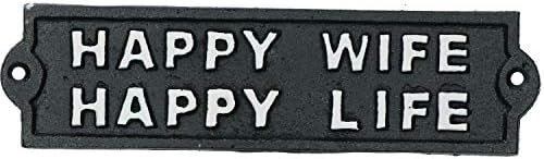 AB Tools Happy Wife Happy Life Sign Cast Iron Sign Plaque Door Wall House Gate Garden image 5