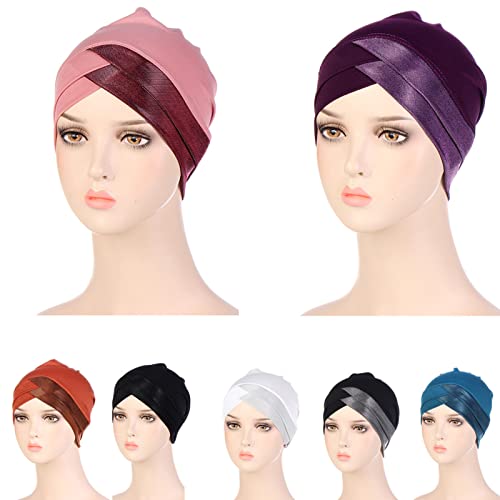 HGps8w Women Sparkly Sequins Turban Hat Cancer Chemo Beanie Cap Headscarf Twist Knot Islamic Muslim Hijab Head Wraps2