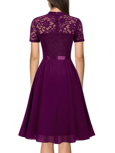 Image of Miusol Women's Vintage Half Neck Cut-Out Lace Ruffle Style Cocktail Party Dress