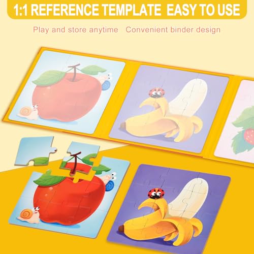 ASTARON Magnetic Puzzles for Toddlers 9-12-16 Pieces Fruits Learning Magnet Puzzles for Road Trip Educational Travel Toys Car Plane Activities for Kids Kids Birthday Gifts - Image 4