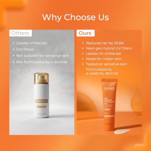 Image of SKINQ Sunscreen - SPF 50+ PA++++ Sun Protect Ultra Light Gel 10ml (Pack of 3)