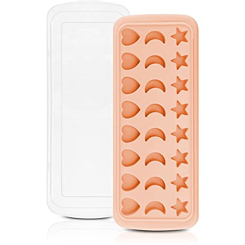 Silicone Ice Cube Tray With Lid - Stars Moon Ice Cube Tray With Lid Love Heart Molds Silicone Freezer Tray With Lid 24 Cavity - Whiskey Ice Ball Maker Pink Ice Tray - Kitchen Gadgets Ice Tray With Lid #TOP6