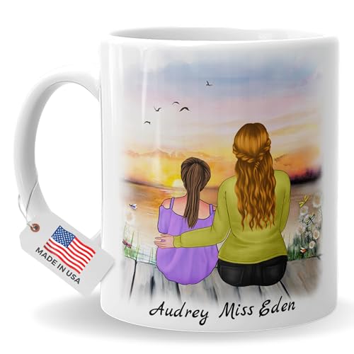 4GIFTSAKE Customized Mom Daughter Mug – Ceramic Coffee/Tea Cup - Present for Mother's Day, Birthday, Women's Day - Personalized Avatars & Quotes - Memorable Gift Idea
