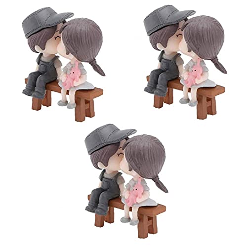 Naisidier Miniaturgarten Ornamente, 3 stücke Miniatur Paar Figuren Jungen Mädchen Kuss Ornamente Puppenhaus Szene…