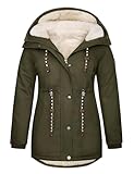 Tuopuda Manteau Femme Hiver Grande Taille Veste Parka Chaude Longue Blouson Polaire Parka Manteaux en Coton Coupe Vent Capuchon Outercoat(Vert,XXL)
