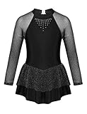 Kinder Mädchen Kleid Eiskunstlauf Kleid mit Strass Rollschuh Ballett Trikot Tanzkleid Gymnastik Tutu Kleid
