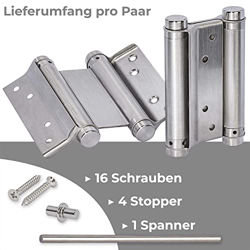 1 Paar Edelstahl Scharniere 75mm Pendeltürband Pendeltür Schwingtür Holztüren Gartentor Salontür Gartentür Saloontür Gittertür Türband Türscharniere Pendel Scharnier Pendeltürscharnier Doppelscharnier