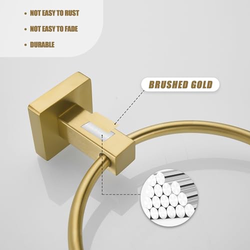 Leyden Gold Toilet Paper Holder Hand Towel Holder, Brushed Brass Toilet Roll Holder Towel Ring, Modern Bathroom Hardware Set Stainless Steel Wall Mounted 2 Pieces by Leyden - Used condition - Image 7