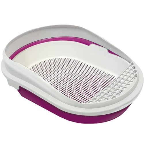 Caixa de Areia Higiênica para Gatos, Sistema Dupla Bandeja com Peneira, 55 x 40 x 18 cm, Rosa