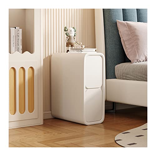 Table de chevet minimaliste de luxe en cuir microfibre et bois blanc