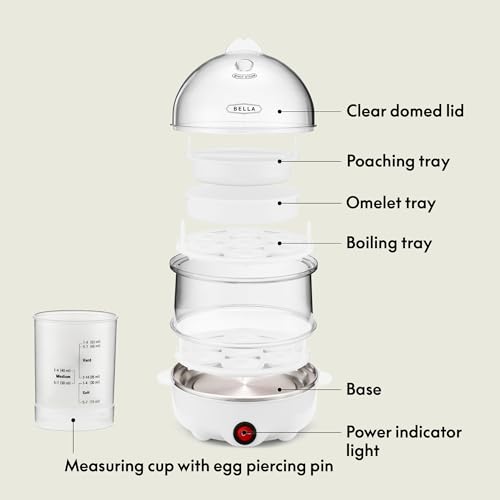 Image of BELLA Rapid Electric Egg Cooker and Omelet Maker with Auto Shut Off, for Easy to Peel, Poached Eggs, Scrambled Eggs, Soft, Medium and Hard-Boiled Eggs, 14 Egg Capacity Tray, Double Tier, White