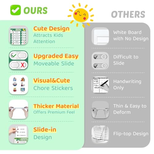 Image of Upgraded Slider Morning /Bedtime Routine Chart for Kids Toddlers - Magnetic Kids Chore Chart for 2 Kids, Dry Erase Chore Chart for Kids, Visual Schedule for Kids