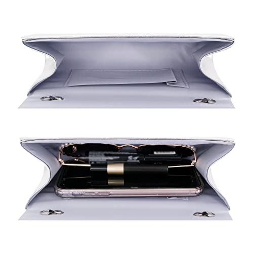 Gabrine Womens Evening Bag Handbag Clutch Purse Rhinestone-Studded Flap For Wedding Party Prom(Silver) #TOP3