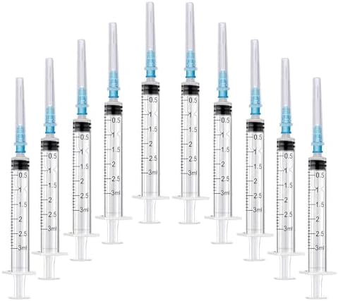 Lab Syringe 100 Pack, Liquid Measuring and Dispensing Tools 3ml for Industrial Dispensing, Scientific Labs, Pet Feeding, Ink Refilling, Oil or Glue Applicator