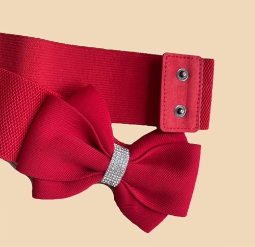 Women's Vintage Bow knot Wide Elastic Stretchy Cinch Belt Waistband for Dress Jeans4
