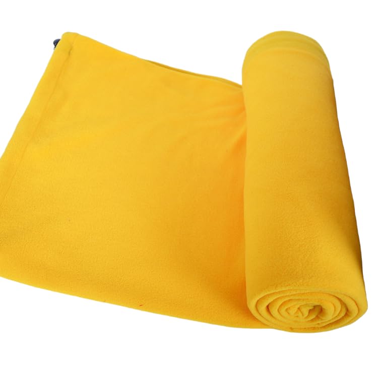 Fleece Sleeping Bag Liner Sleeping Blanket Sheet Lightweight Travel Outdoor Indoor Camping Warm Summer (Yellow)