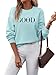 TrendiMax Pullover Damen Herbst Übergangs Sweatshirt Briefe Drucken Rundhals Langarm Pulli Locker Casual Oberteile Streetwear Sweatshirts ohne Kapuze (L, Hellblau N)